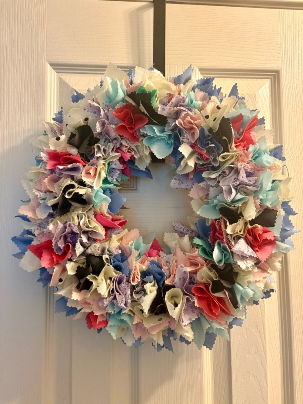 Colorful Fabric Petal Wreath - Pastel & Bright Mix